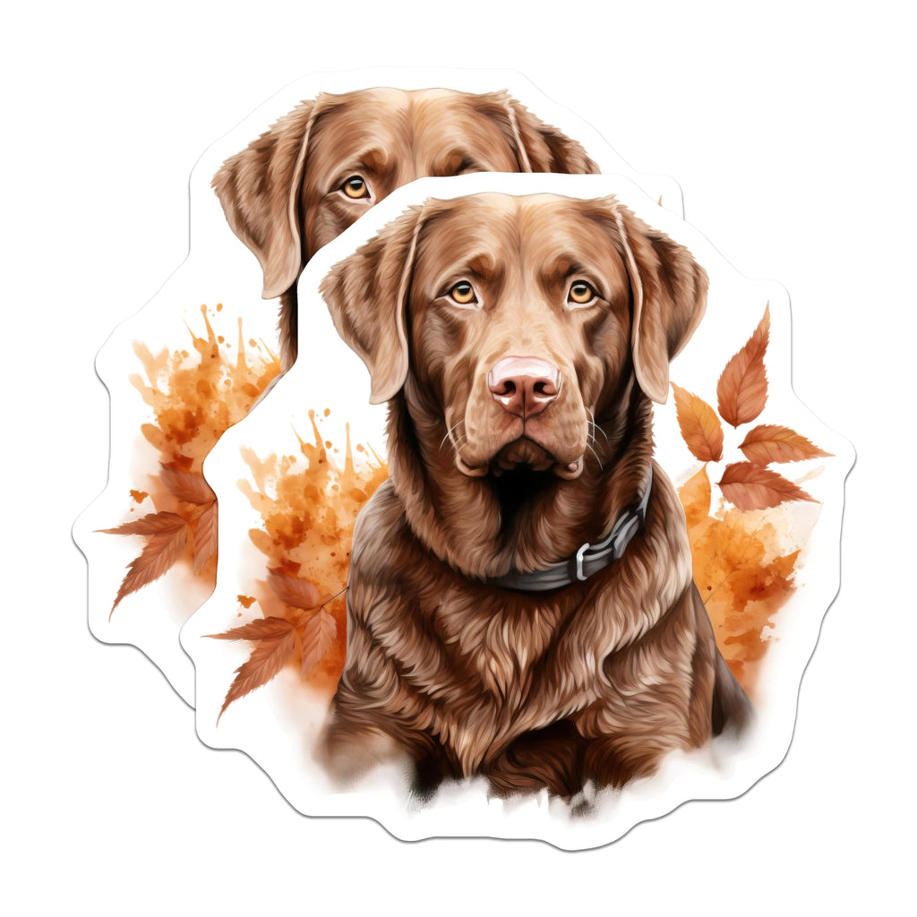 (2 Pack) Chocolate Lab Dog Magnets - Autumn Labrador Retriever Art - Dog Owner Home Decor - 5 Inches On Longest Side - Thick Durable Magnet - Made in USA - MAG27616