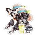 (2 Pack) French Bulldog Summer Magnets - Cute Frenchie Dog Lover - Tropical Pet Art Watercolor Fridge Magnet - 5 Inches On Longest Side - Thick Durable Magnet - Made in USA - MAG39604