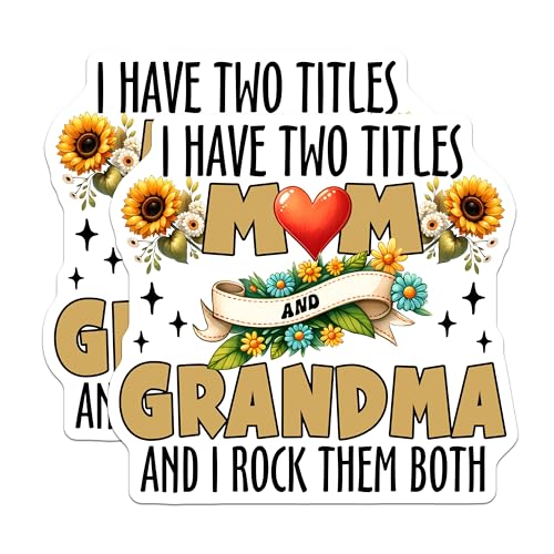(2 Pack) Mom and Grandma Magnets - Heart Sunflower Decor - Inspirational Mom Quote - 5" On Longest Side - for Cars, Fridges, Toolboxes - Made in USA - MAG8193