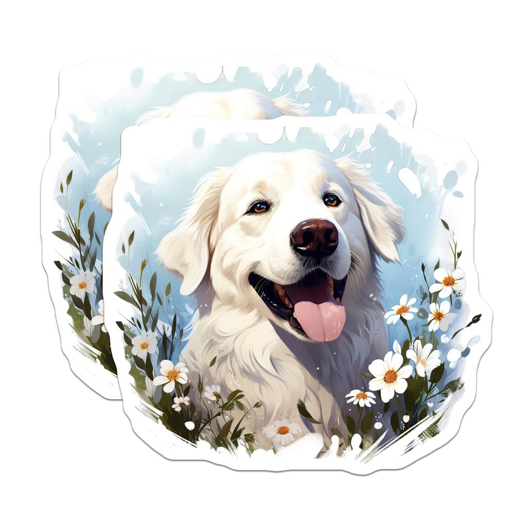 (2 Pack) Happy Golden Retriever Magnets - Dog Lover Decor - Pet Parent Kitchen Art - 5 Inches On Longest Side - Thick Durable Magnet - Made in USA - MAG27847