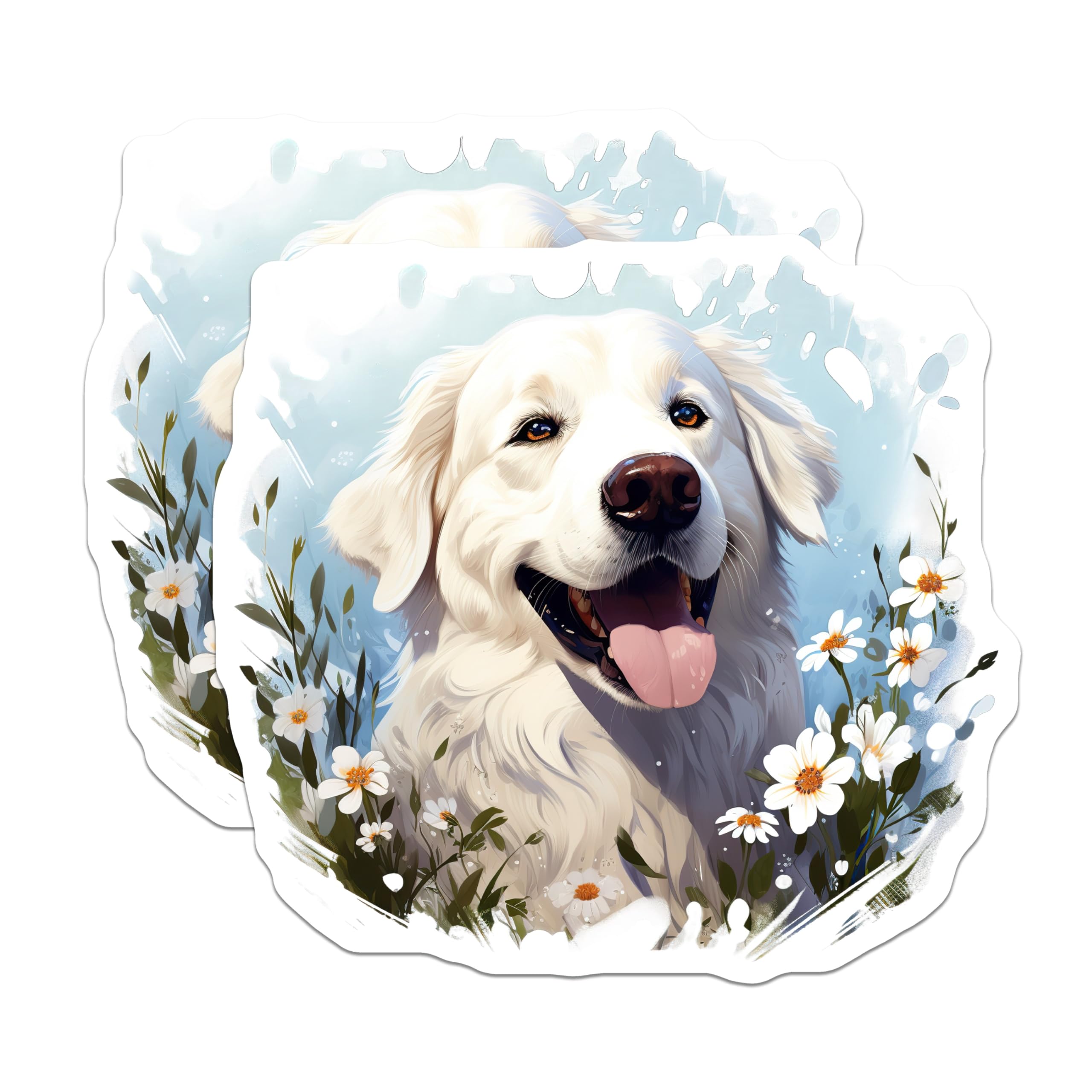 (2 Pack) Happy Golden Retriever Magnets - Dog Lover Decor - Pet Parent Kitchen Art - 5 Inches On Longest Side - Thick Durable Magnet - Made in USA - MAG27847
