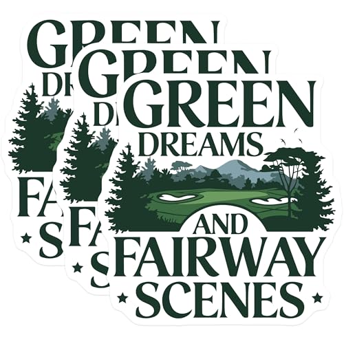 (3 Pack) Golf Course Decals - Green Dreams - Fairway Scenes - Laptop Decals - 3 Inches On Longest Side - Easy Peel & Apply - Made in USA - 3MCS2981