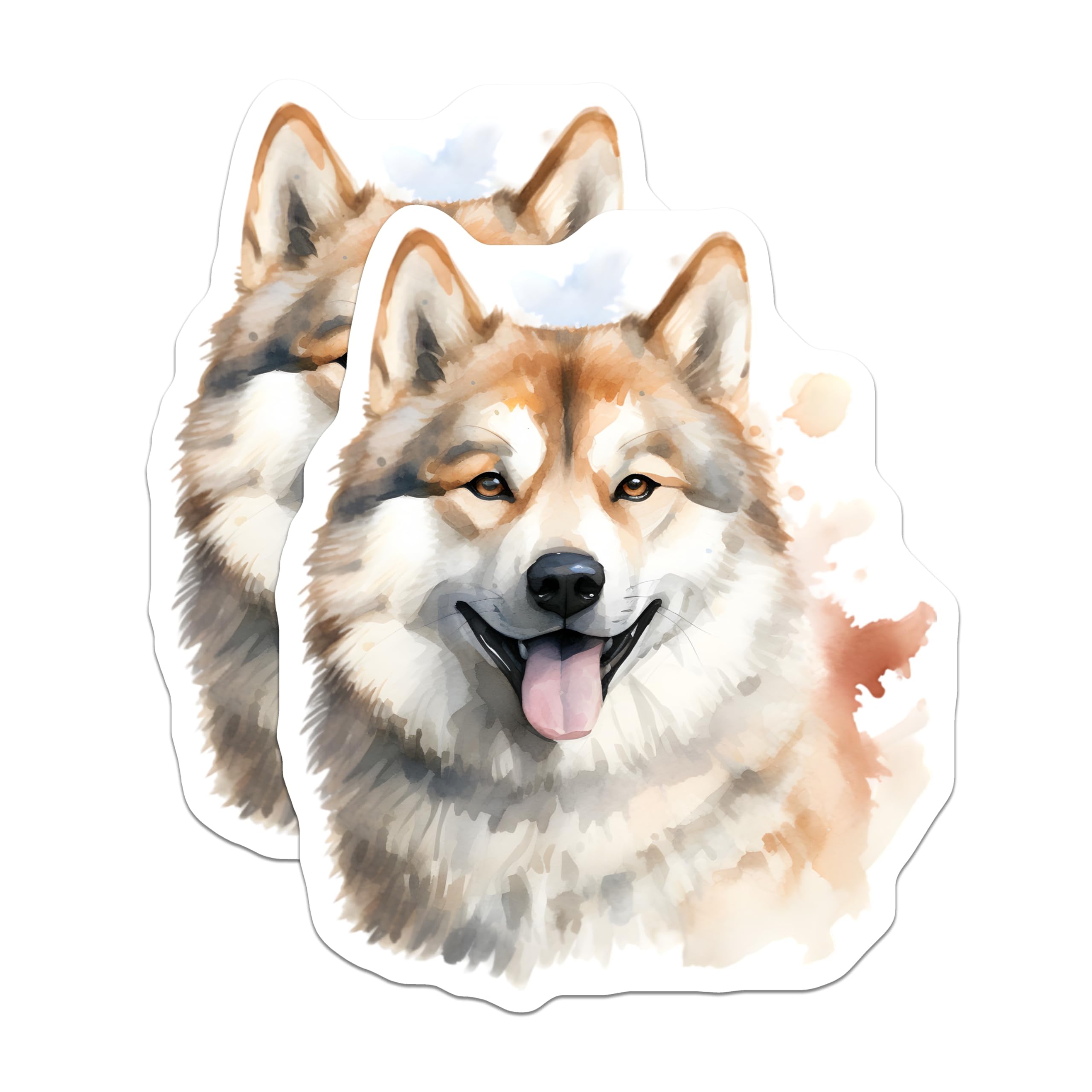 (2 Pack) Happy Dog Magnets - Watercolor Akita Art - Pet Parent Refrigerator Display - 5 Inches On Longest Side - Thick Durable Magnet - Made in USA - MAG30634