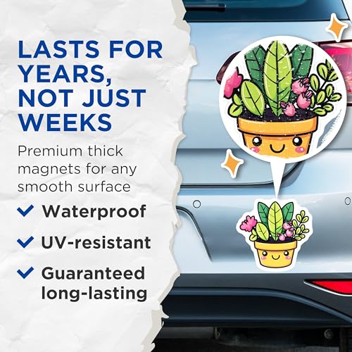(2 Pack) Cute Plant Pot Magnets - Smiling Potted Plant - Adorable Plant - Happy Plant Face - Indoor Plant - 5" On Longest Side - for Cars, Fridges, Toolboxes - Made in USA - MAG4269