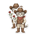 (2 Pack) Cowboy Cat Stickers - Rose Sticker - Western Kitten Decal - 5" On Longest Side - Sticks to Smooth Flat Surfaces - Made in USA - BMCS14365
