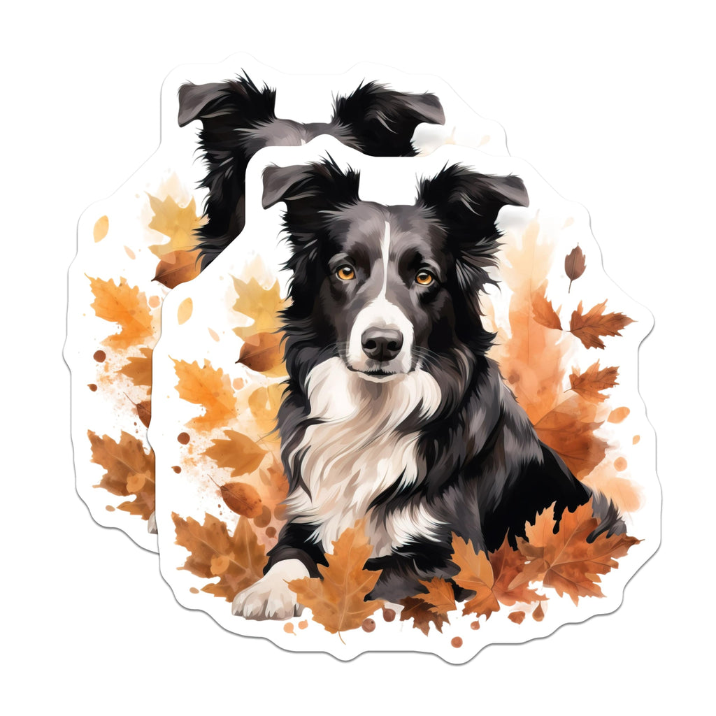 (2 Pack) Border Collie Magnets - Autumn Dog Lover Home Decor - Fall Refrigerator Kitchen Magnet Set - 5 Inches On Longest Side - Thick Durable Magnet - Made in USA - MAG28449