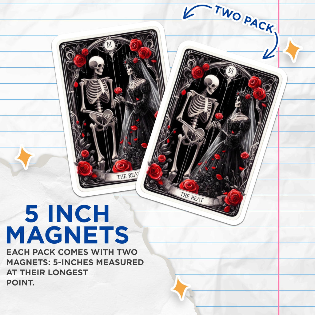 (2 Pack) Skeleton Couple Magnets - Gothic Romance Art - Eternal Love Decor - Undead Lovers Artwork - Macabre Wedding Art - 5 Inches On Longest Side - Thick Durable Magnet - Made in USA - MAG22946