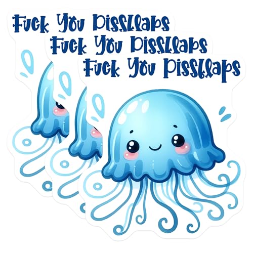 (3 Pack) Funny Jellyfish Decals - Offensive Humor - Laptop Decals - 3 Inches On Longest Side - Easy Peel & Apply - Made in USA - 3MCS8435