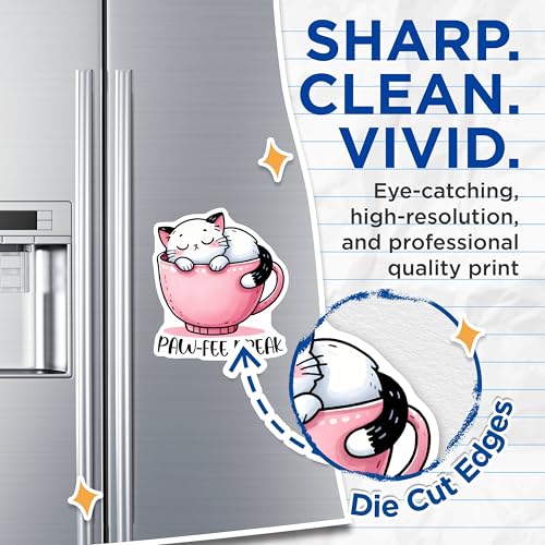 (2 Pack) Cute Cat Paw-Fee Break Magnets - Fun Kitchen Magnets - Adorable Coffee-Themed Magnets - 5" On Longest Side - for Cars, Refrigerators, Toolboxes, Lockers - Made in USA BMCS3299