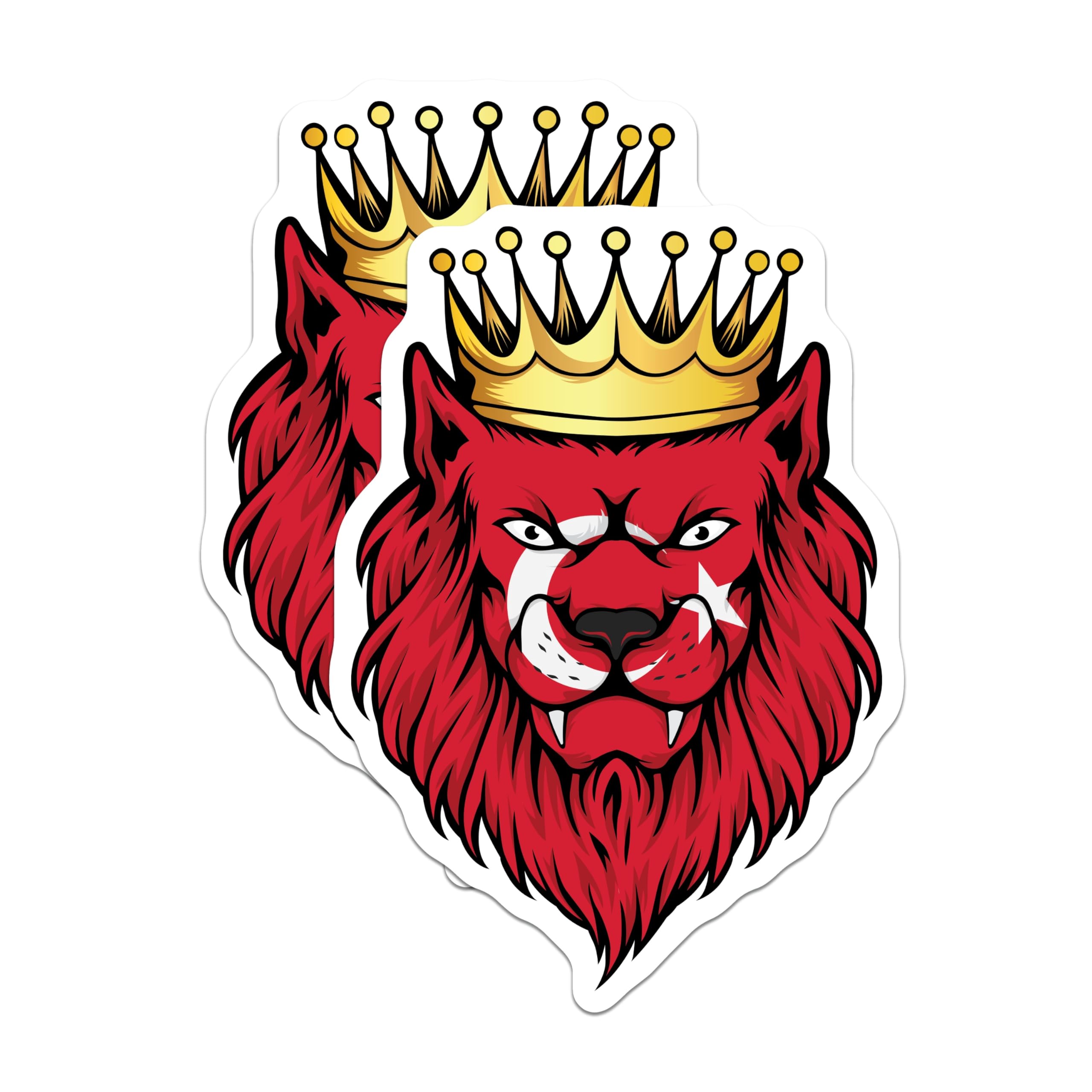 (2 Pack) Turkish Lion Magnets - Turkey Flag Art - Crowned Animal Decor - 5" On Longest Side - Premium Magnet - for Cars, Refrigerators, Toolboxes, Lockers - Made in USA - MAG17961