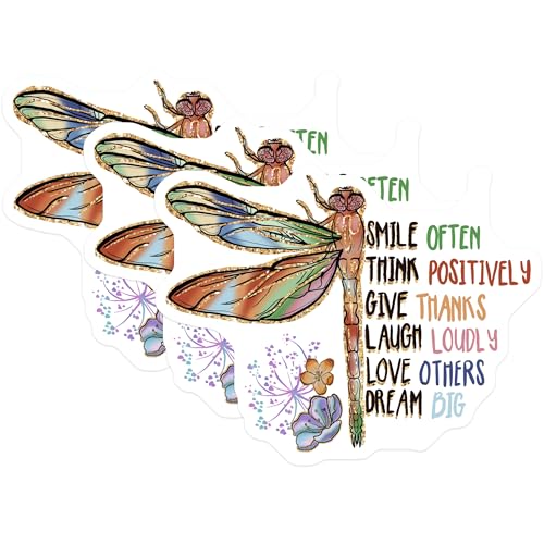 (3 Pack) Dragonfly Quote Decals - Inspirational Words - Positive Affirmation Decals - 3 Inches On Longest Side - Easy Peel & Apply - Made in USA - 3MCS2957
