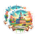 (2 Pack) Pennsylvania State Stickers - Historical Landmark - Travel Souvenir - 5" On Longest Side - Sticks to Smooth Flat Surfaces - Made in USA - BMCS6773