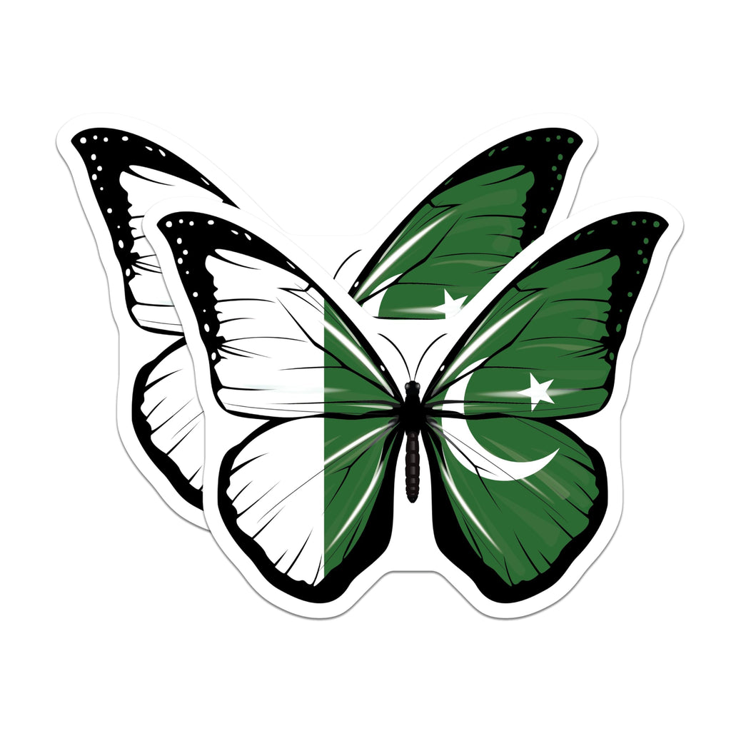 (2 Pack) Pakistan Flag Butterfly Magnets - Pakistani Pride - Fridge Home Locker Decor - 5" On Longest Side - Premium Magnet - for Cars, Refrigerators, Toolboxes, Lockers - Made in USA - MAG17285