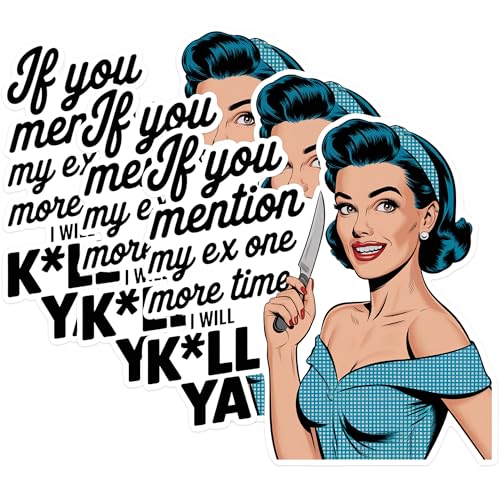 (3 Pack) Funny Ex Revenge Decals - Retro Pop Art - Sarcastic Saying Decals - 3 Inches On Longest Side - Easy Peel & Apply - Made in USA - 3MCS1444