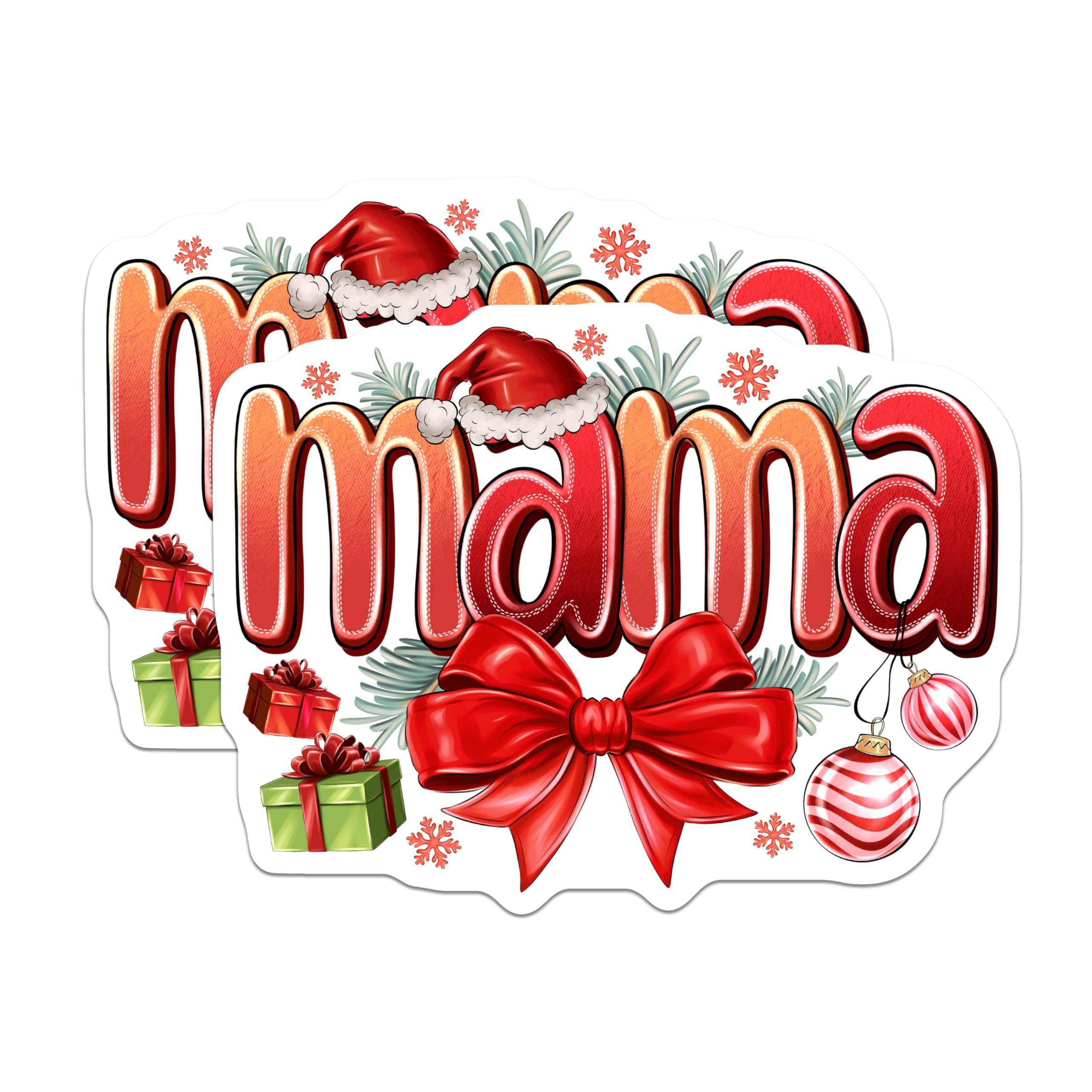 (2 Pack) Christmas Mama Magnets - Festive Kitchen Refrigerator Magnets - Santa Hat Holiday Season Decor for Mom - 5 Inches On Longest Side - Thick Durable Magnet - Made in USA - MAG29997