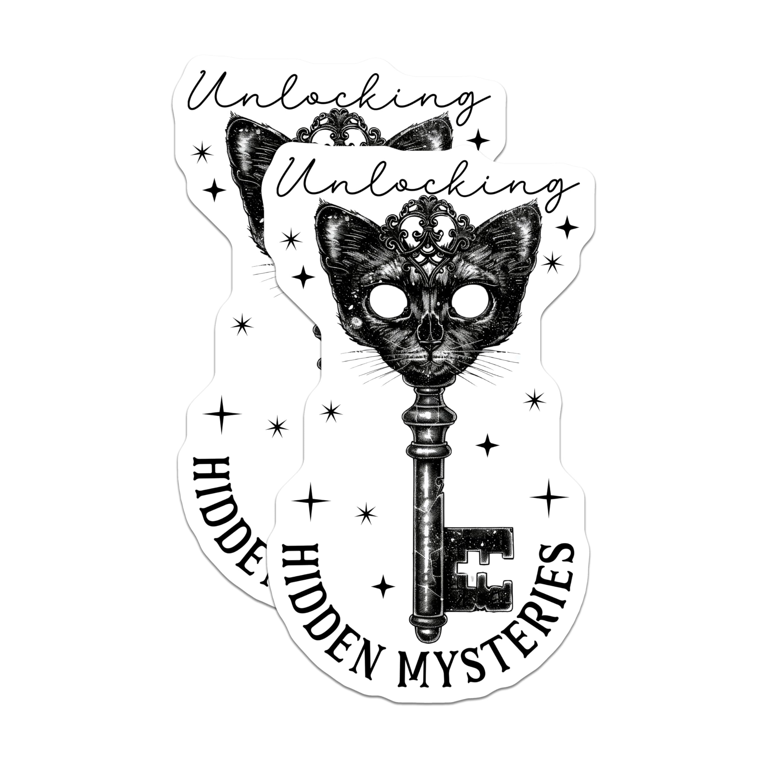 (2 Pack) Cat Key Magnets - Unlocking Mysteries Magnets - Gothic Decorative Art Magnets - 5" On Longest Side - for Cars, Refrigerators, Toolboxes, Lockers - Made in USA MAG3601