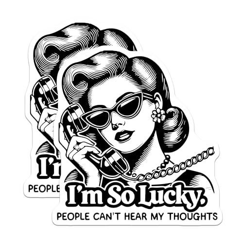 (2 Pack) Retro Funny Quote Stickers - Vintage Telephone Theme - Humorous Sayings Stickers - 5" On Longest Side - Sticks to Smooth Flat Surfaces - Made in USA - BMCS5713
