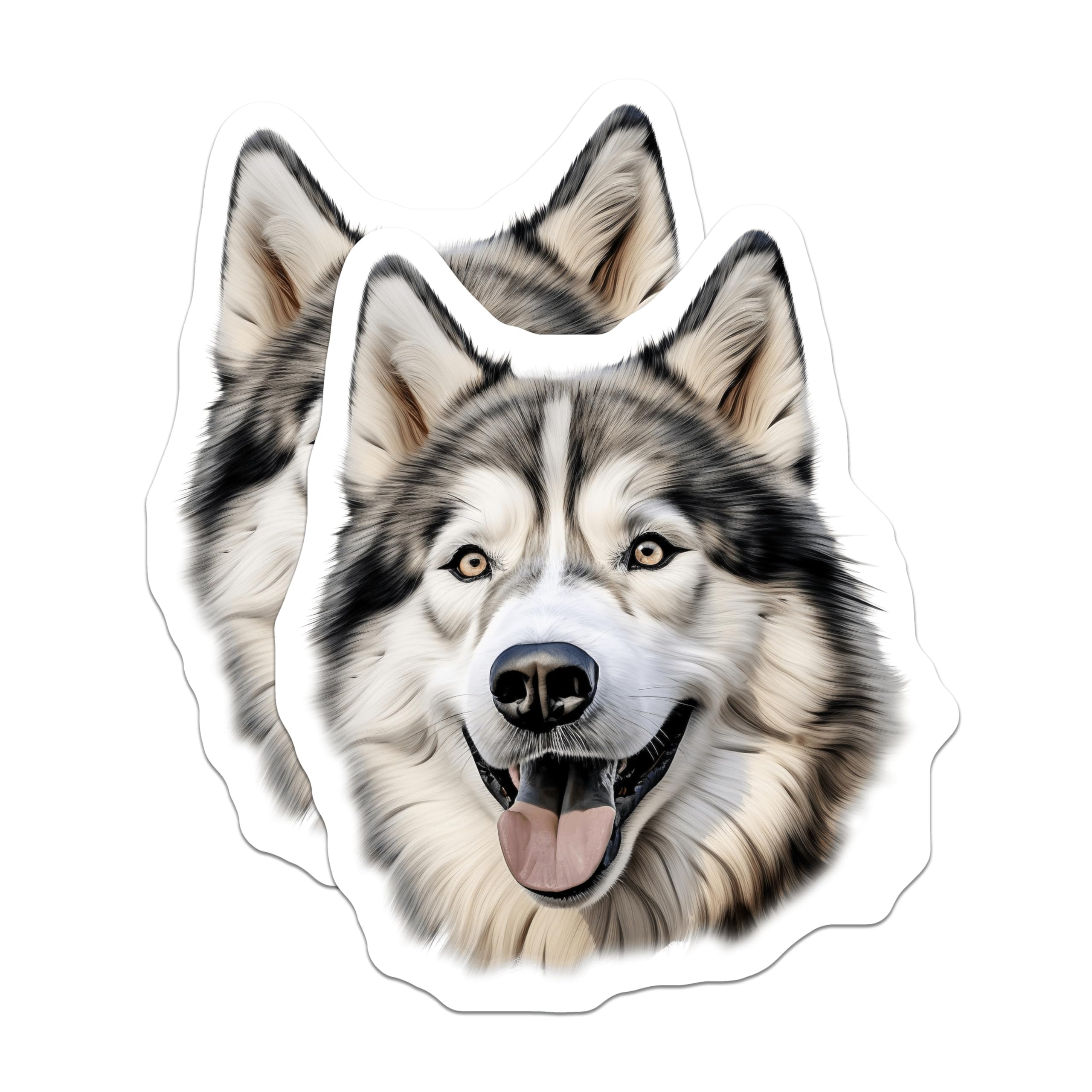 (2 Pack) Husky Dog Magnets - Realistic Canine Portrait - Pet Lover Animal Art - Refrigerator Decor - 5 Inches On Longest Side - Thick Durable Magnet - Made in USA - MAG28152
