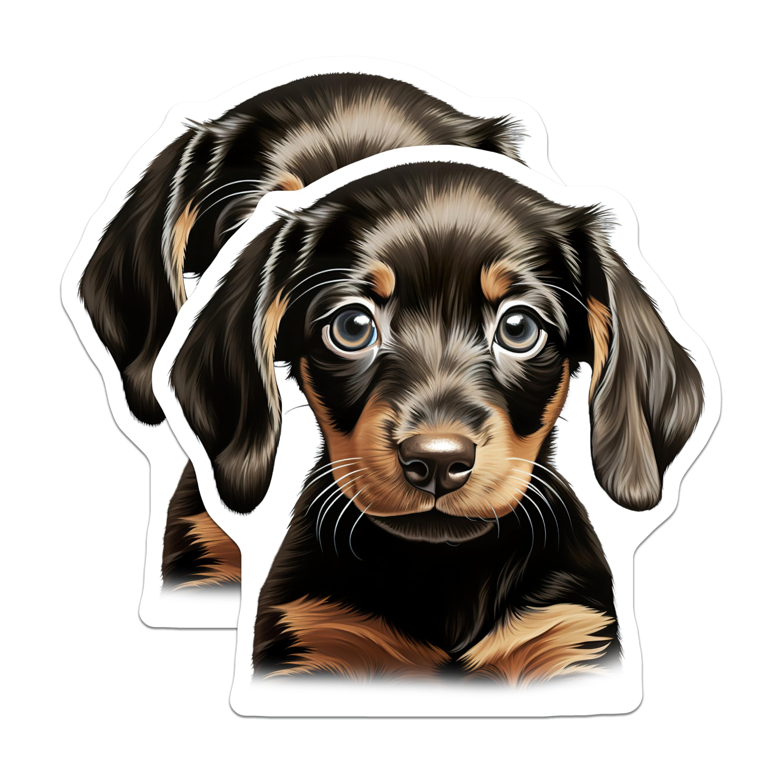 (2 Pack) Dachshund Puppy Magnets - Wiener Dog Art - Pet Lover Decor for Fridge Locker Vehicle - 5 Inches On Longest Side - Thick Durable Magnet - Made in USA - MAG29127