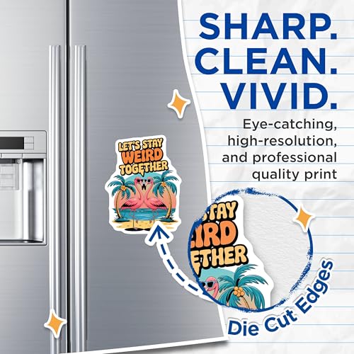 (2 Pack) Let's Stay Weird Together Magnets - Flamingos Magnets - Fun Beach Magnets - Tropical Magnets - 5" On Longest Side - for Cars, Fridges, Toolboxes - Made in USA - MAG4615