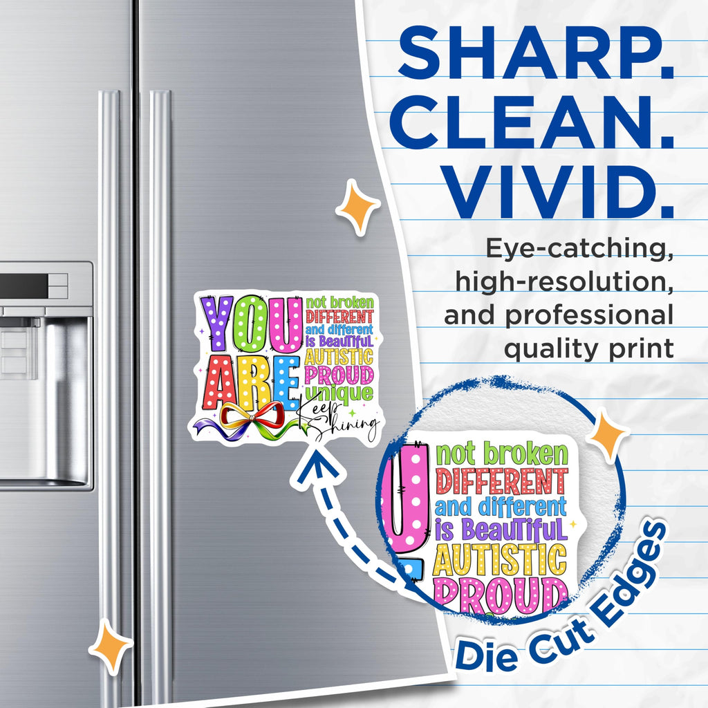 (2 Pack) Autism Acceptance Magnets - Neurodiversity Affirmation - Autistic Pride Unique Beautiful Refrigerator Magnets - 5 Inches On Longest Side - Thick Durable Magnet - Made in USA - MAG29361