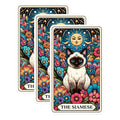 (3 Pack) Siamese Cat Decals - Floral Art Stickers - Laptop Decoration - 3 Inches On Longest Side - Easy Peel & Apply - Made in USA - 3MCS0120