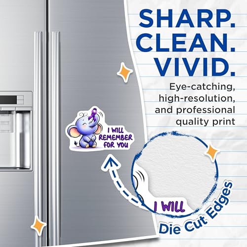 (2 Pack) Elephant Purple Ribbon Magnet - Cute Animal Inspirational Quote - 5" On Longest Side - Sticks to Smooth Flat Surfaces - Made in USA - MAG9783