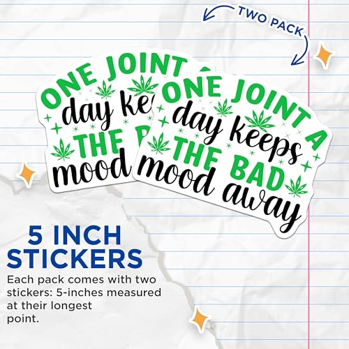 (2 Pack) One Joint A Day Stickers - 5" On Longest Side - Sticks to Smooth Flat Surfaces - Made in USA - BMCS9025 - BMCS9025
