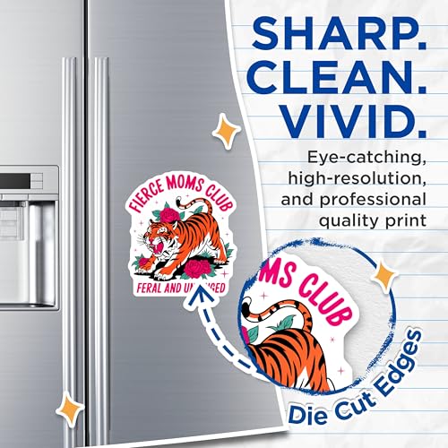 (2 Pack) Tiger Art Magnet - Feral and Unhinged Mom Decor - 5" On Longest Side - Sticks to Smooth Flat Surfaces - Made in USA - MAG10034