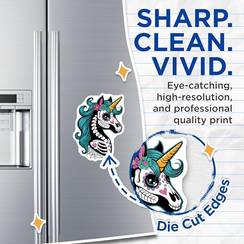 (2 Pack) Sugar Skull Unicorn Magnet - Gothic Unicorn Decor - 5" On Longest Side - Sticks to Smooth Flat Surfaces - Made in USA - MAG9459