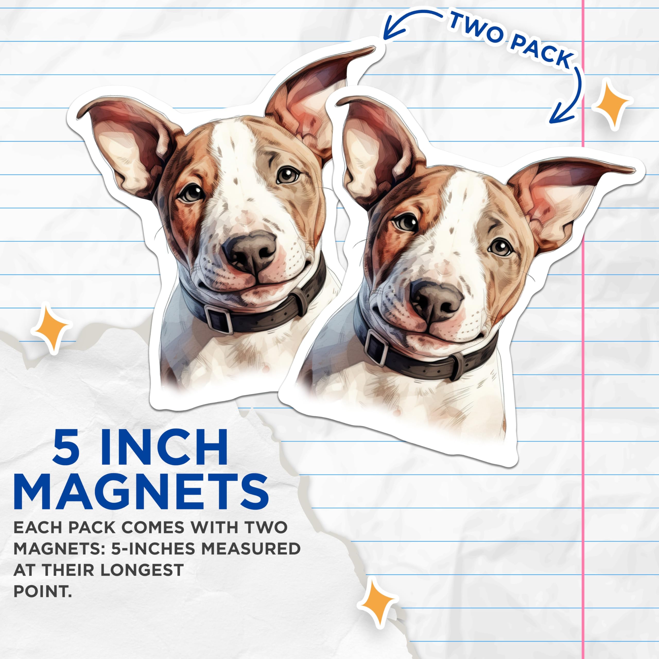 (2 Pack) Cute Dog Face Magnets - Pet Owner Refrigerator Decor - Animal Lover Home Accent - 5 Inches On Longest Side - Thick Durable Magnet - Made in USA - MAG26895
