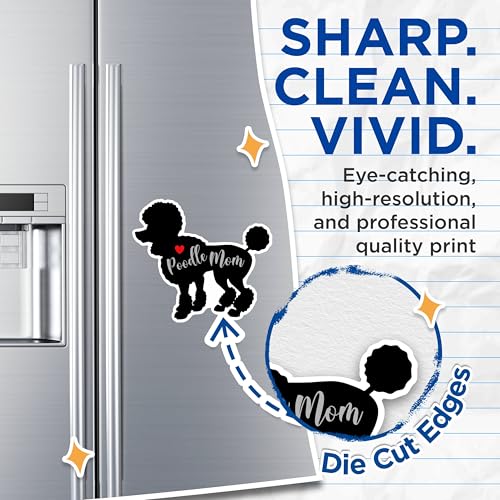 (2 Packs) Poodle Mom Magnets - Poodle Mom Dog Breed Magnets - 5 Inches On Longest Side - Premium Magnet - for Fridges, Toolboxes, Cars - Made in USA - MAG2513