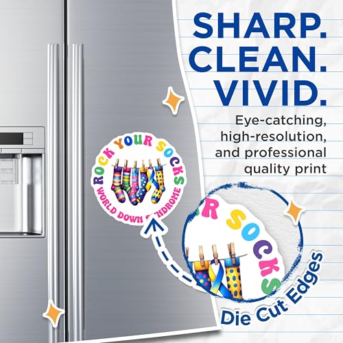 (2 Pack) Rock Your Socks Magnets - World Down Syndrome - 5" On Longest Side - for Cars, Fridges, Toolboxes - Made in USA - MAG8196
