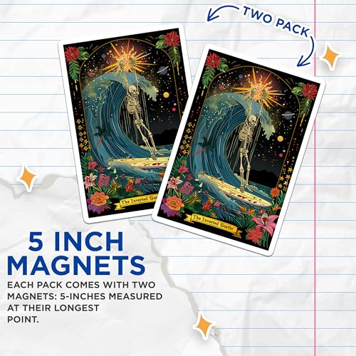 (2 Pack) Inverted Surfer Art Magnet - 5" On Longest Side - Sticks to Smooth Flat Surfaces - Made in USA - MAG10018