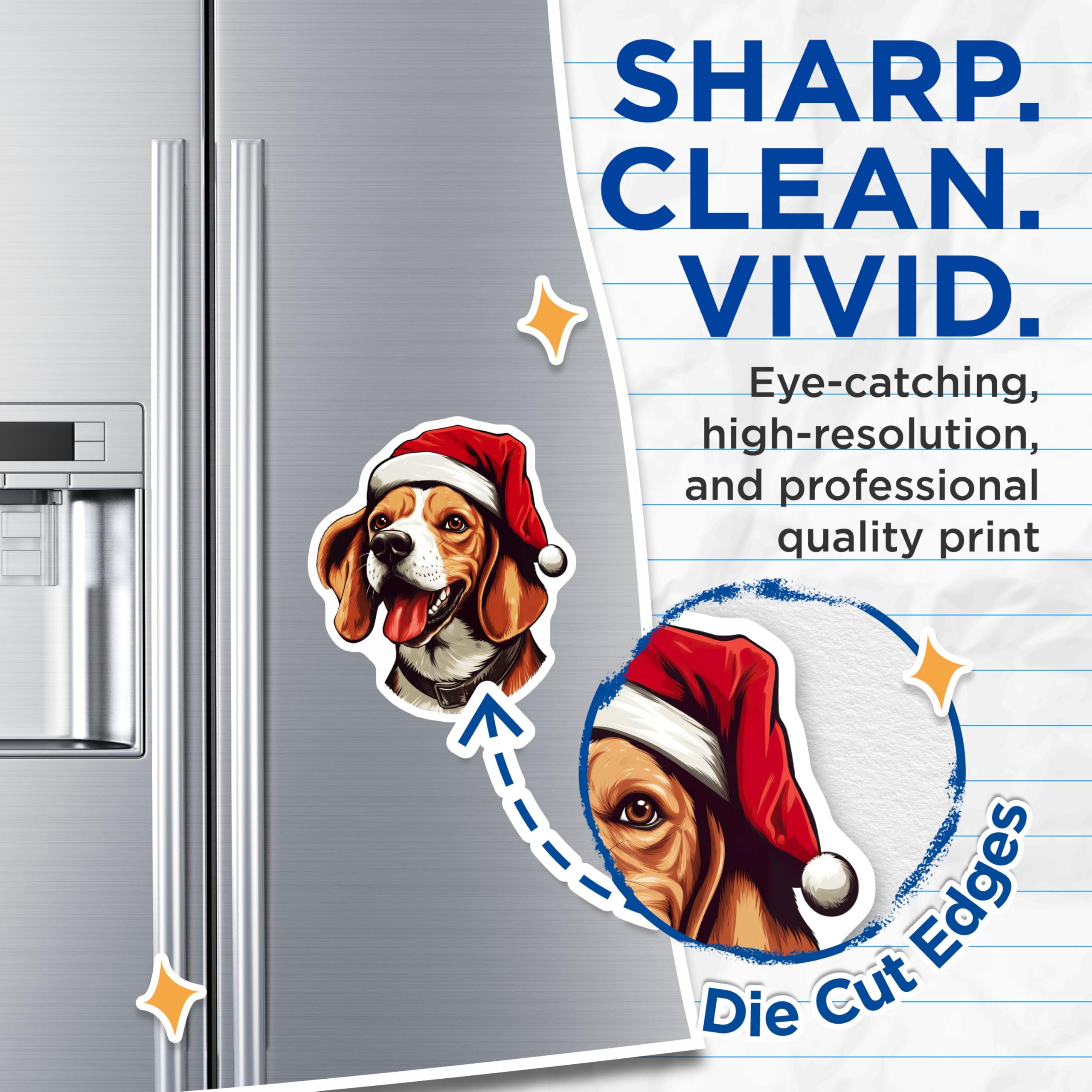 (2 Pack) Christmas Beagle Magnets - Santa Dog Holiday Decor - Dog Lover Refrigerator Magnet - 5 Inches On Longest Side - Thick Durable Magnet - Made in USA - MAG30361