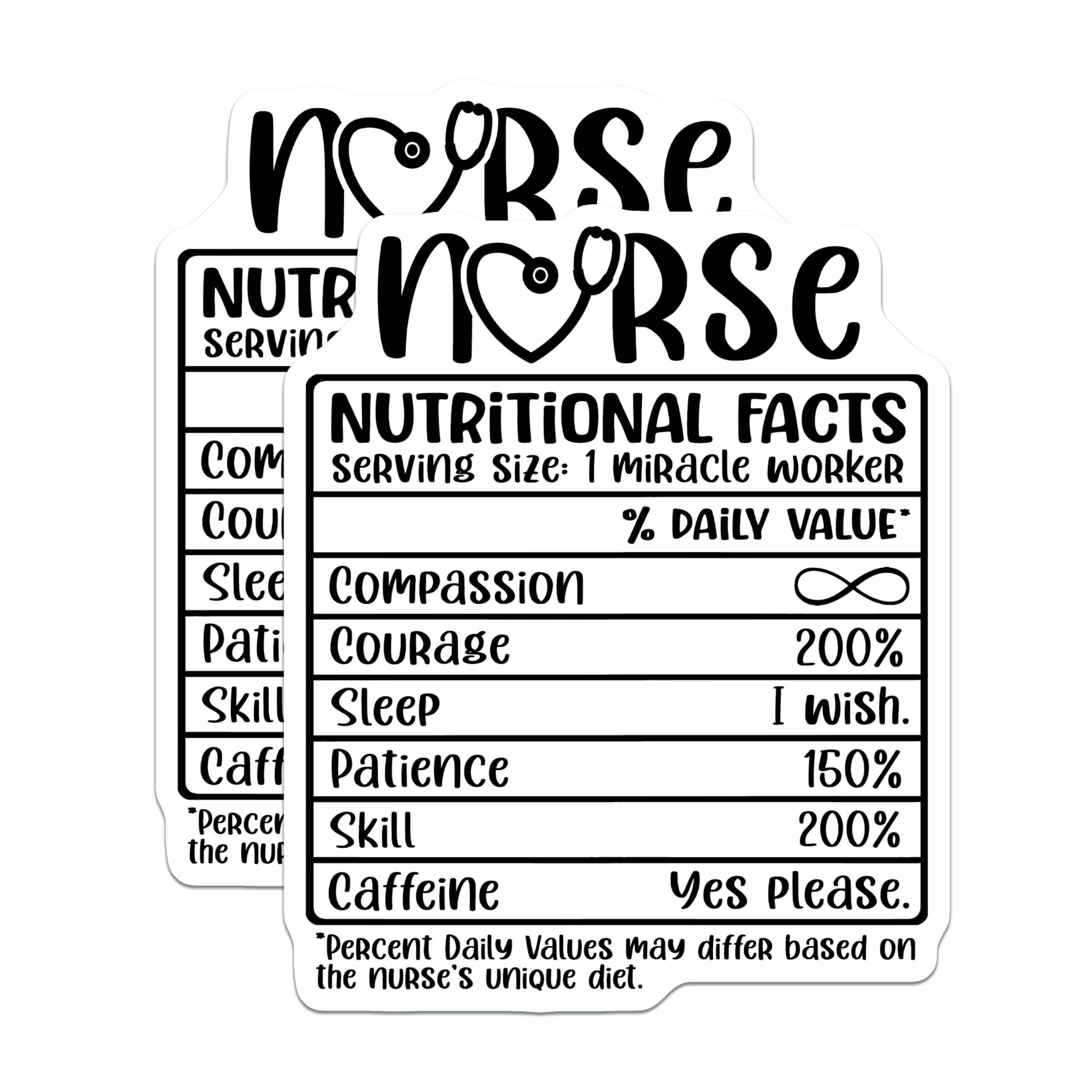 (2 Pack) Nurse Nutrition Facts Magnets - Healthcare Worker - Funny Nurse Decor - 5" On Longest Side - Premium Magnet - for Cars, Refrigerators, Toolboxes, Lockers - Made in USA - MAG14804