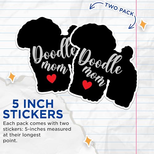(2 Packs) Doodle Mom Stickers - Doodle Mom Lover Dog Breed Decals - 5 Inches On Longest Side - Premium Vinyl Decal - Sticks to Any Smooth Flat Surface - Made in USA - BMCS2466