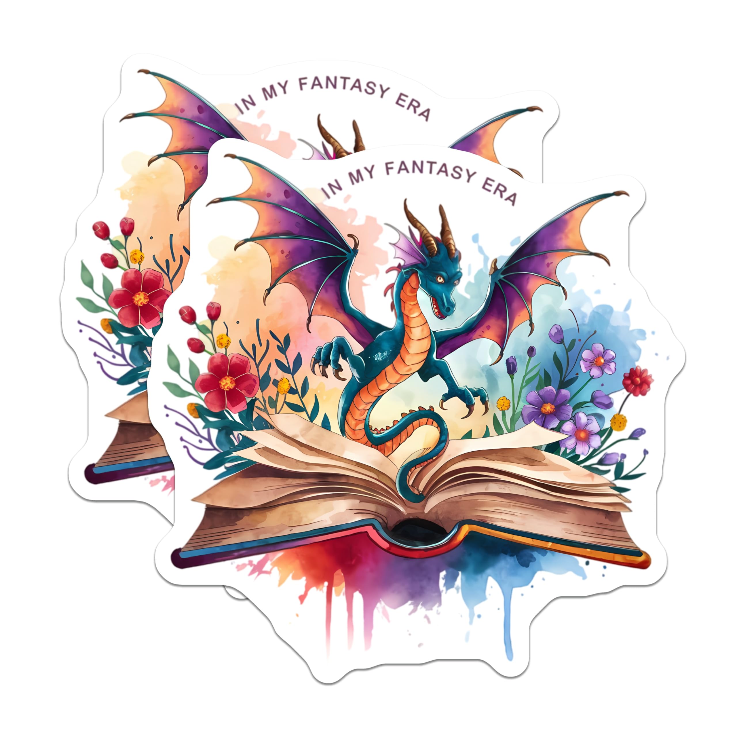 (2 Pack) Fantasy Dragon Magnets - in My Fantasy Era Bookish Decor - Magical Creature Reader Accessories for Refrigerators - 5 Inches On Longest Side - Thick Durable Magnet - Made in USA - MAG21928