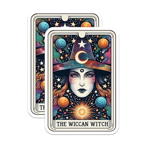 (2 Pack) The Wiccan Witch Stickers - Mystic Art Stickers - Celestial Witch Stickers - 5" On Longest Side - Sticks to Smooth Flat Surfaces - Made in USA - BMCS5516