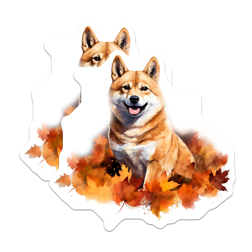 (2 Pack) Shiba Inu Magnets - Autumn Fall Decor - Cute Dog Lover Fridge Display - 5 Inches On Longest Side - Thick Durable Magnet - Made in USA - MAG27582