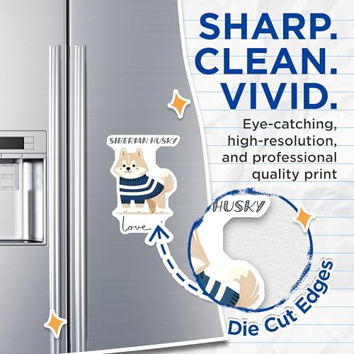 (2 Pack) Adorable Siberian Husky Magnets - Cute Dog Lover Decor - Animal-Themed Kitchen Magnets - 5" On Longest Side - for Cars, Fridges, Toolboxes - Made in USA - MAG7310