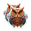 (2 Pack) Intricate Owl Magnets - Colorful Layered Art - Boho Folk Design Wise Bird Decor - 5 Inches On Longest Side - Thick Durable Magnet - Made in USA - MAG37023