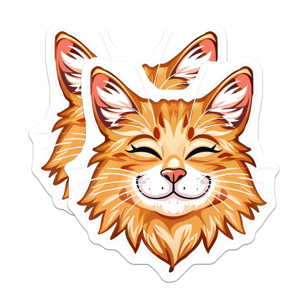 (2 Pack) Happy Cat Face Magnets - Cute Cat Lover Refrigerator Decor - Orange Tabby Pet Accent - 5 Inches On Longest Side - Thick Durable Magnet - Made in USA - MAG38562