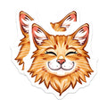 (2 Pack) Happy Cat Face Magnets - Cute Cat Lover Refrigerator Decor - Orange Tabby Pet Accent - 5 Inches On Longest Side - Thick Durable Magnet - Made in USA - MAG38562