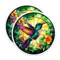 (2 Pack) Stained Glass Hummingbird Magnets - Nature Inspired Decor - Fridge Magnets Aesthetic - 5 Inches On Longest Side - Thick Durable Magnet - Made in USA - MAG29552