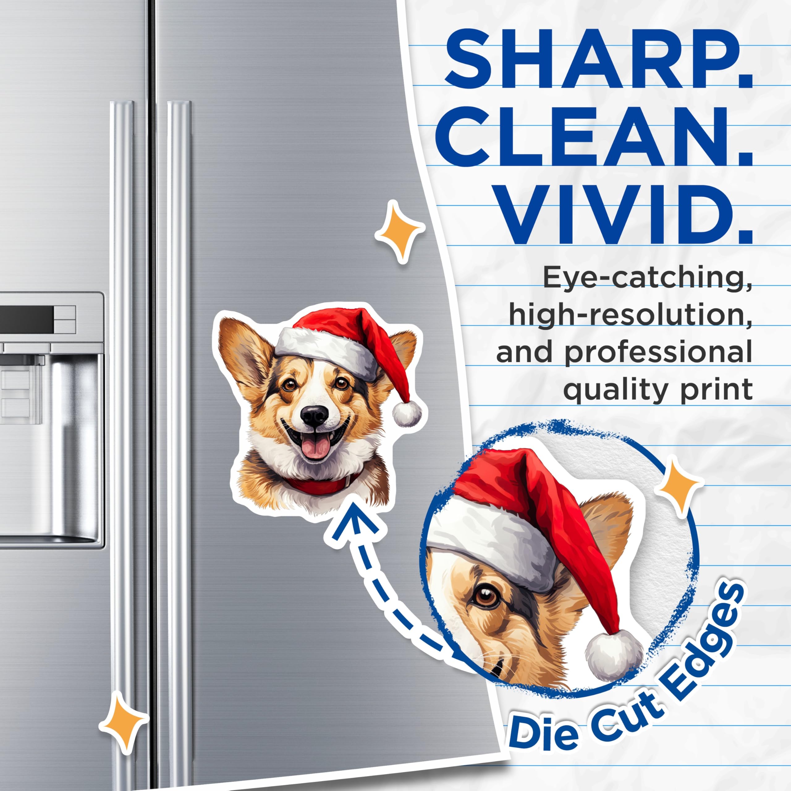 (2 Pack) Corgi Christmas Magnets - Santa Hat Dog Decor - Holiday Pet Owner Item - 5 Inches On Longest Side - Thick Durable Magnet - Made in USA - MAG25992