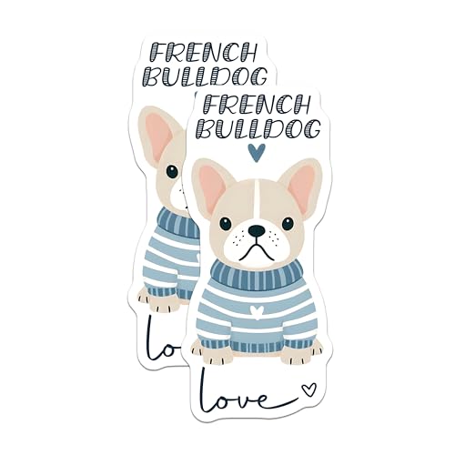 (2 Pack) French Bulldog Magnets - Cute Dog Decor - Love Dog Themed Magnets - 5" On Longest Side - for Cars, Fridges, Toolboxes - Made in USA - MAG7299