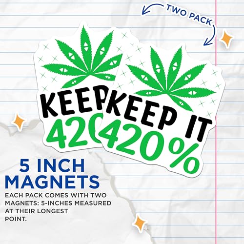 (2 Pack) Keep It 420 Magnets Magnets - Cannabis Enthusiast Decor - 5" On Longest Side - Made in USA - Sticks to Refrigerators & Metal Surfaces - MAG8937