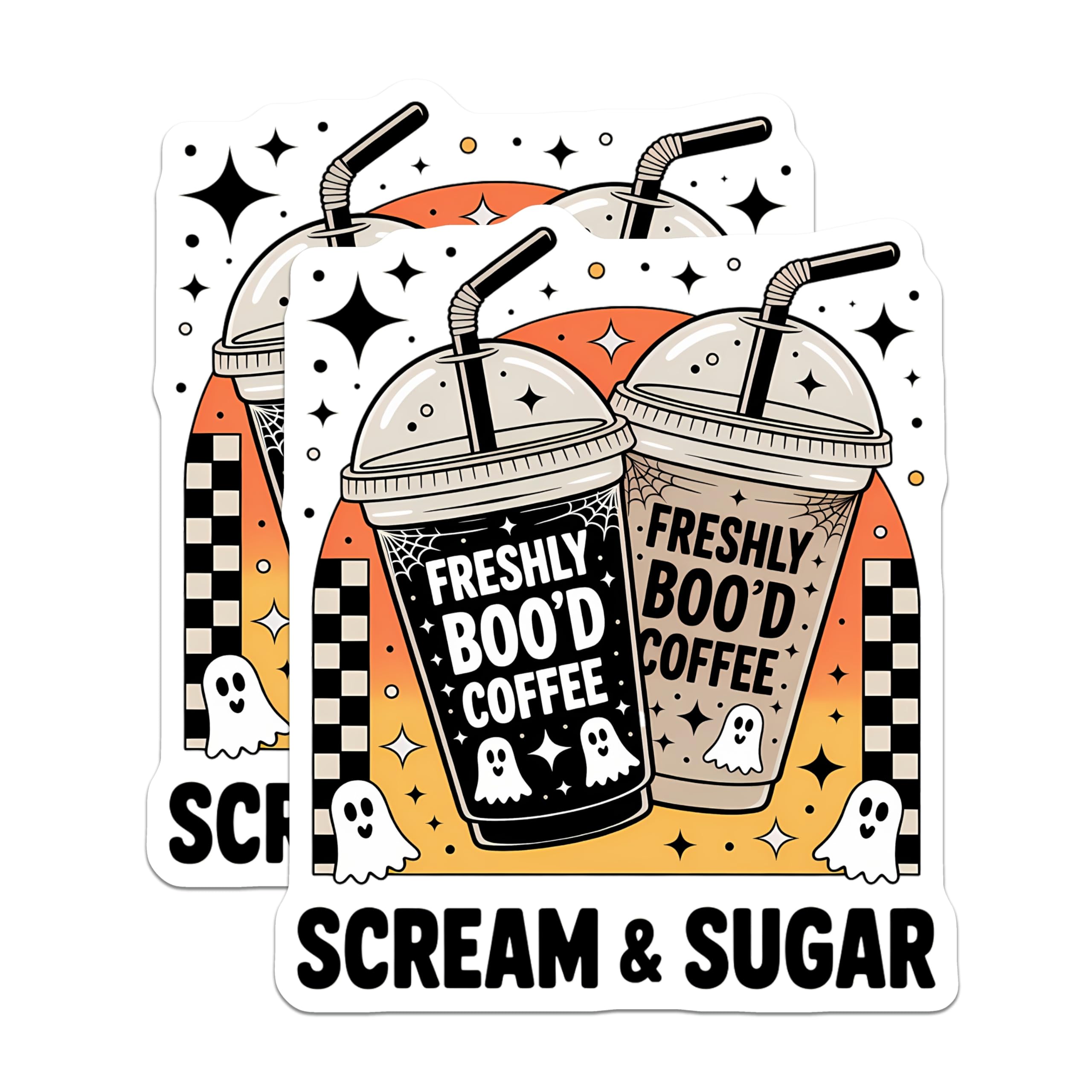 (2 Pack) Freshly Boo'd Coffee Magnets - Halloween Ghost Drinks - Autumn Spooky Cafe Decor - Fun Fall Refrigerator Art - 5 Inches On Longest Side - Thick Durable Magnet - Made in USA - MAG22312