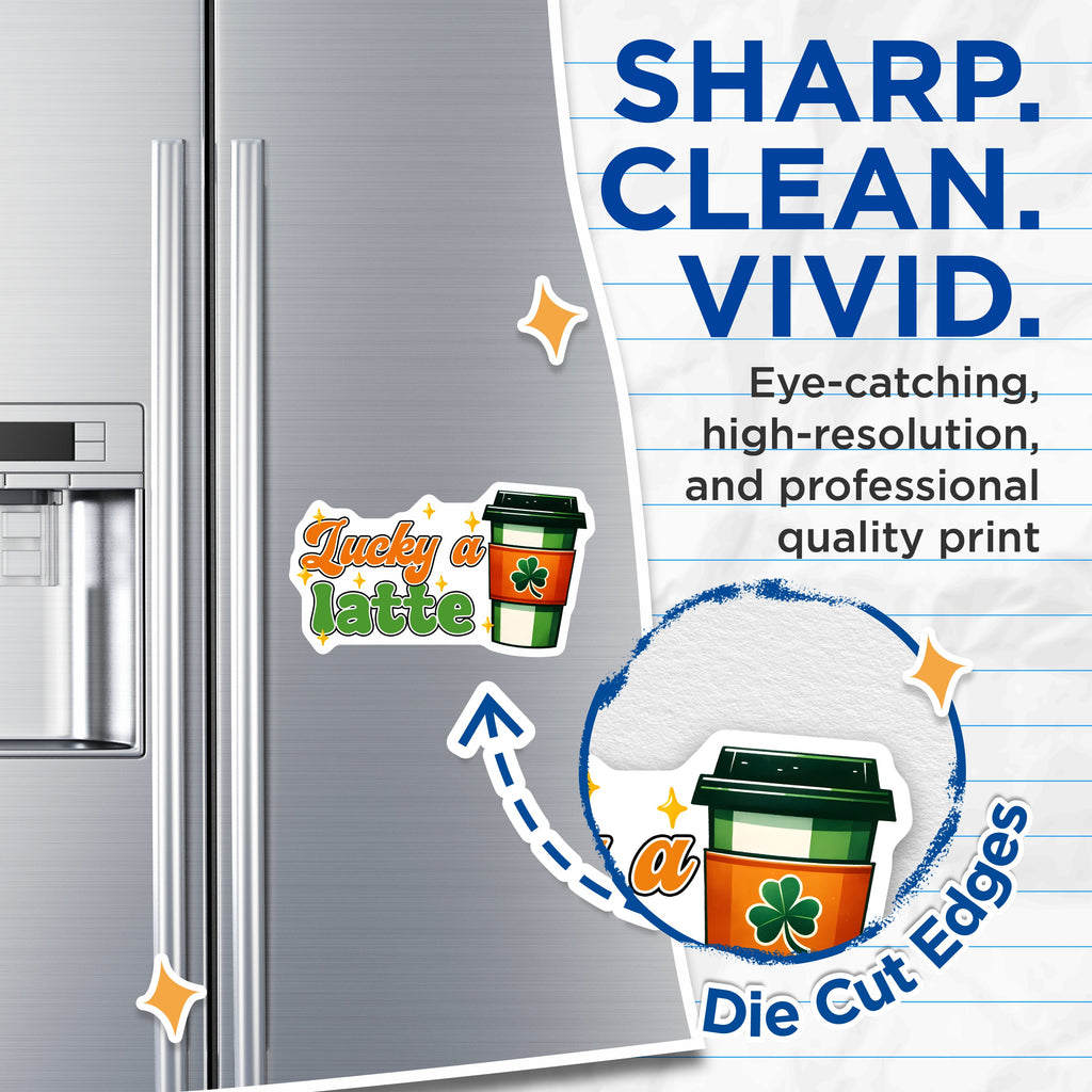 (2 Pack) Lucky A Latte Magnets - St Patricks Coffee Pun - Irish Kitchen Refrigerator Decor - 5 Inches On Longest Side - Thick Durable Magnet - Made in USA - MAG38177